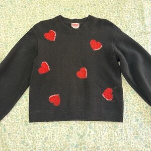 kate spade Black and Red Heart Crew Neck Sweater
